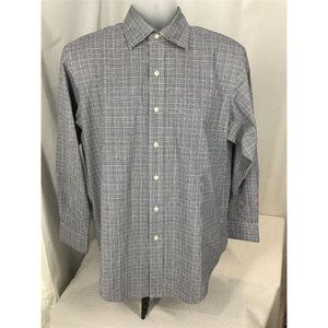 American Living Wrinckel Free Shirt Long Sleeve Plaid Gray Size 16 32/33